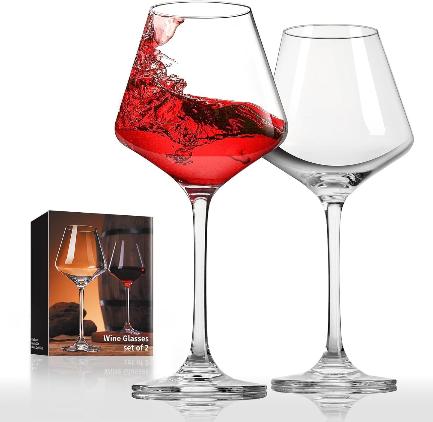 Crystal Elegance – Hand-Blown Wine Glass Set (16oz, Set of 2)