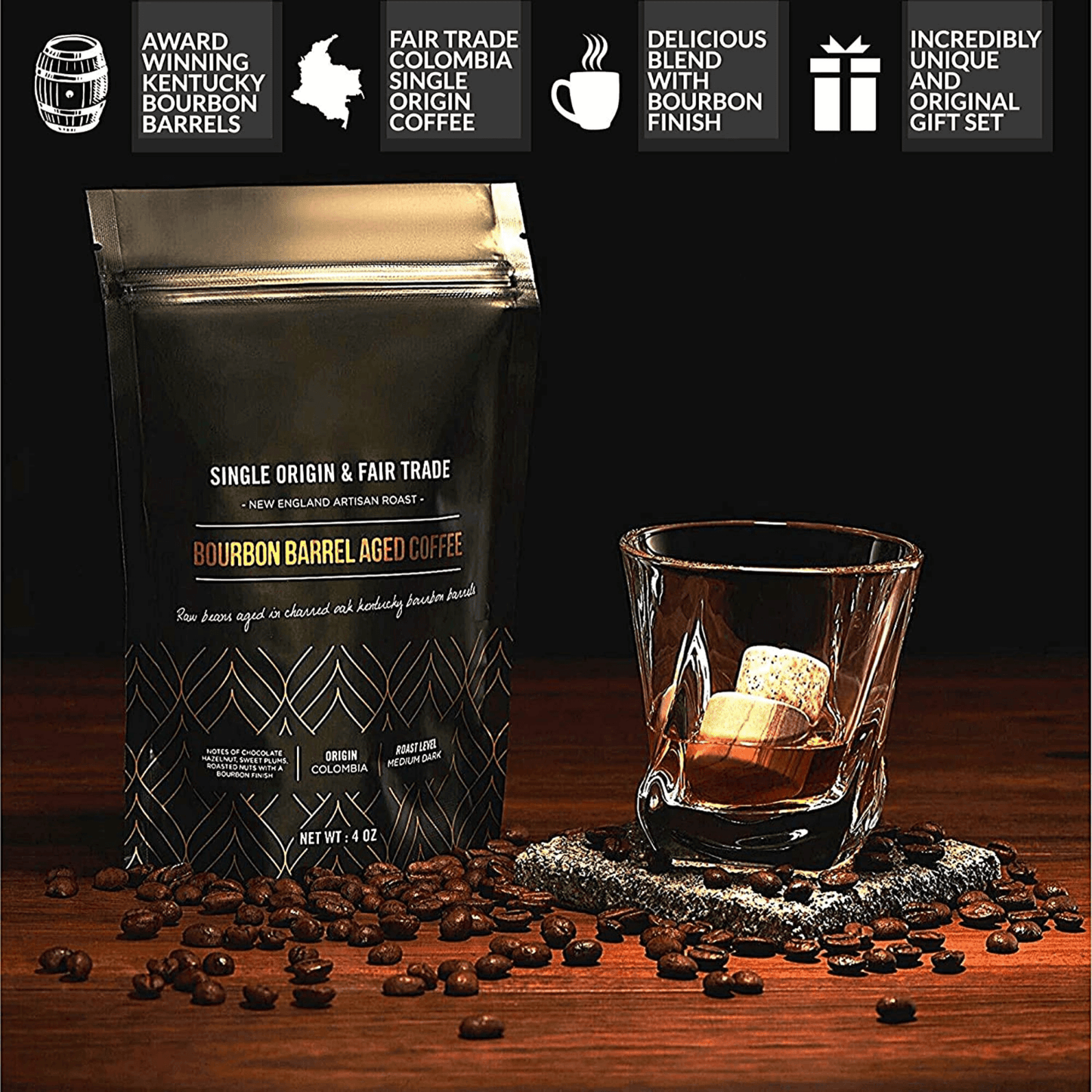 Bourbon Barrel Aged Gourmet Coffee Set