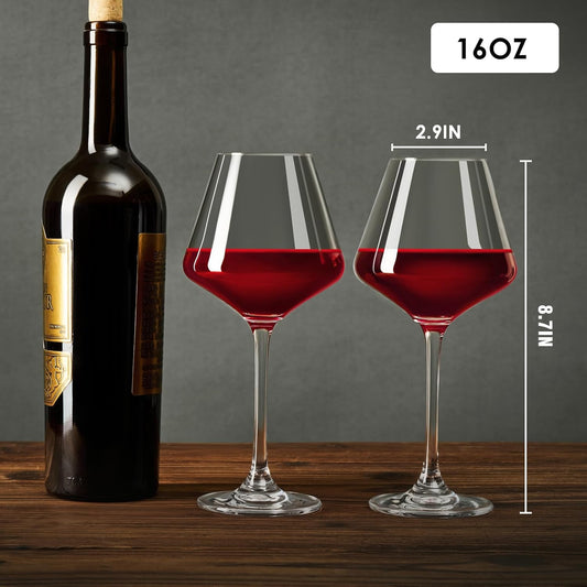Crystal Elegance – Hand-Blown Wine Glass Set (16oz, Set of 2)